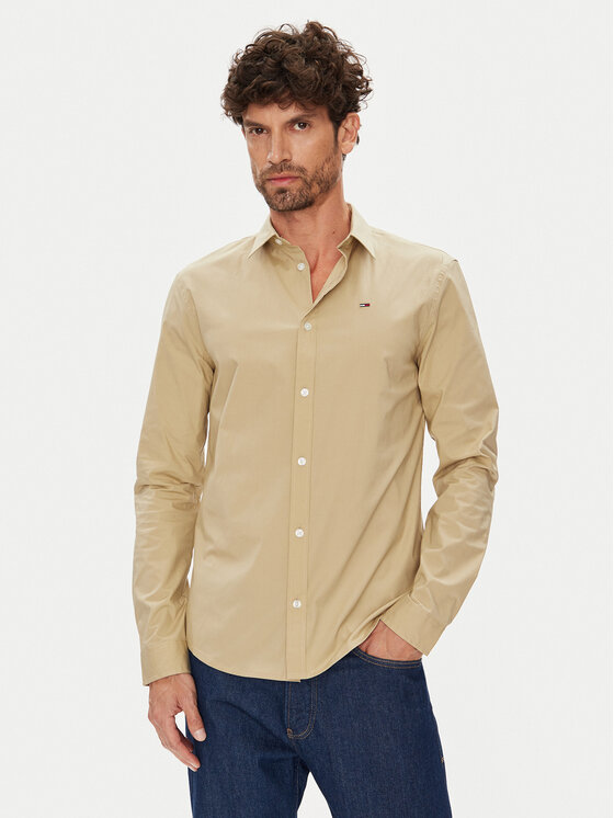 Tommy Jeans Риза Original DM0DM04405 Бежов Slim Fit за Мъже цена