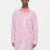 Tommy Jeans Рокля тип риза DW0DW21122 Розов Relaxed Fit за Жени цена