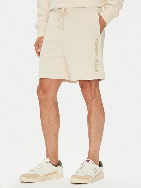 Tommy Jeans Спортни шорти New Classic Beach DM0DM21781 Бежов Relaxed Fit за Мъже цена