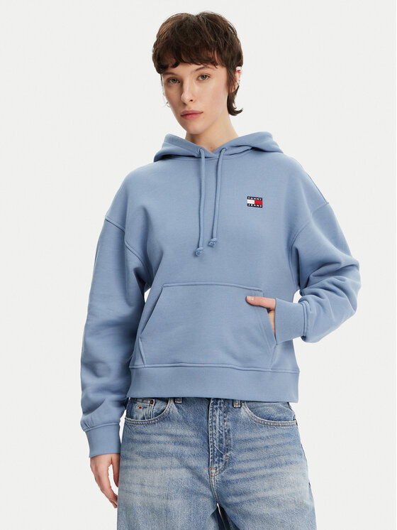 Tommy Jeans Суитшърт Badge DW0DW19414 Син Boxy Fit за Жени цена