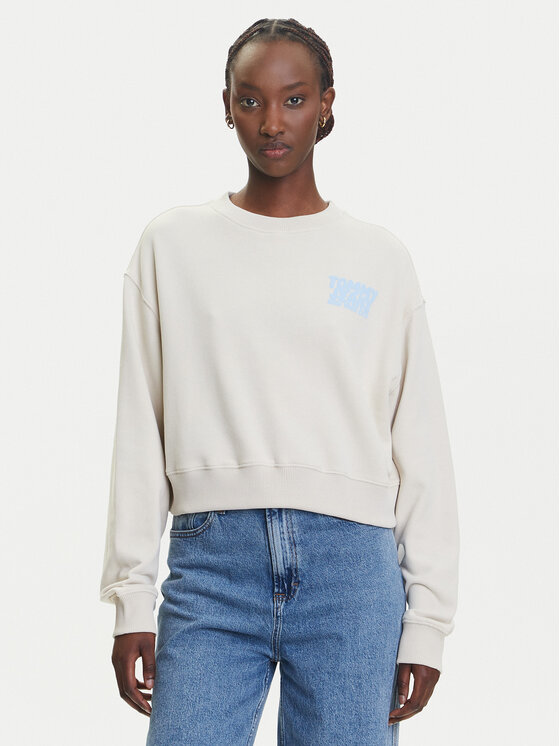 Tommy Jeans Суитшърт DW0DW21345 Бежов Relaxed Fit за Жени цена