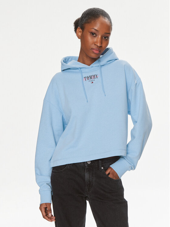 Tommy Jeans Суитшърт Essential Logo DW0DW17797 Светлосиньо Relaxed Fit за Жени цена