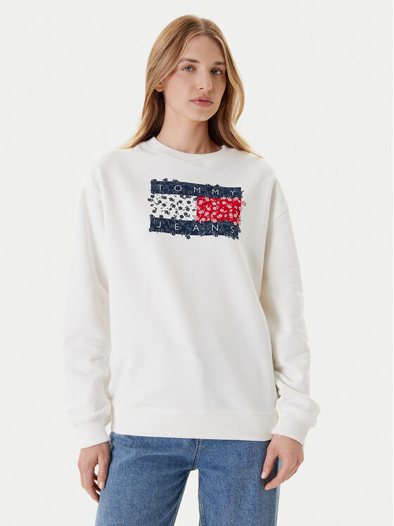 Tommy Jeans Суитшърт Floral Flag DW0DW20933 Бял Relaxed Fit за Жени цена