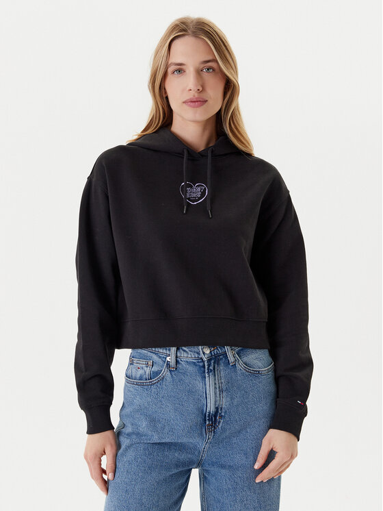Tommy Jeans Суитшърт Heart DW0DW21408 Черен Relaxed Fit за Жени цена