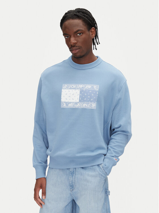 Tommy Jeans Суитшърт Paisley Flag DM0DM20832 Син Relaxed Fit за Мъже цена