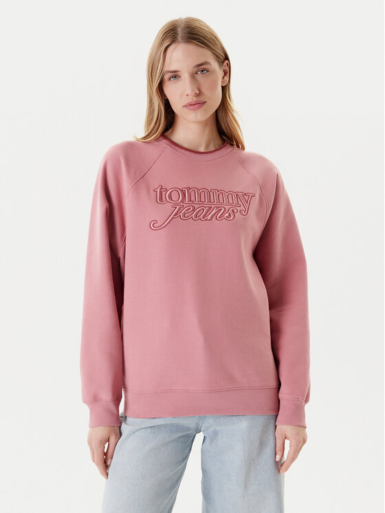 Tommy Jeans Суитшърт Script DW0DW21196 Розов Regular Fit за Жени цена