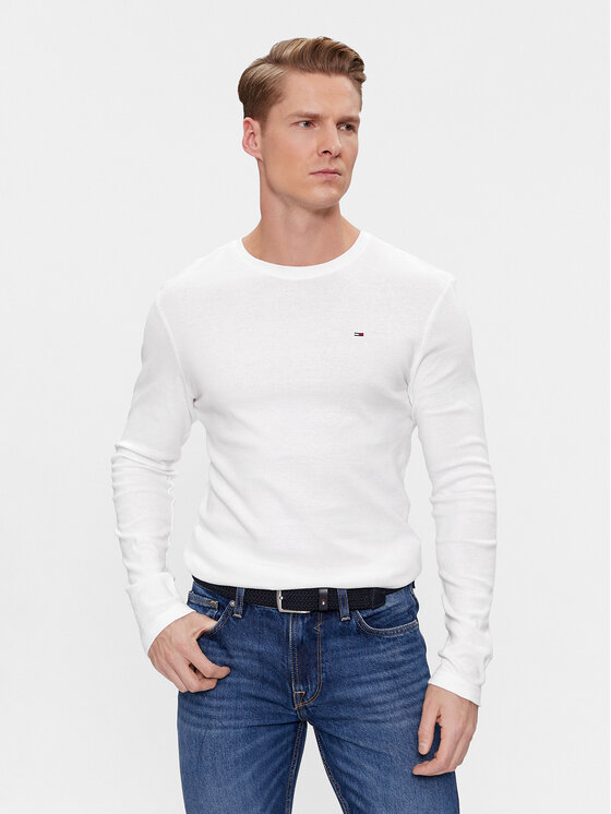 Tommy Jeans Тениска с дълъг ръкав DM0DM04409 Бял Slim Fit за Мъже цена