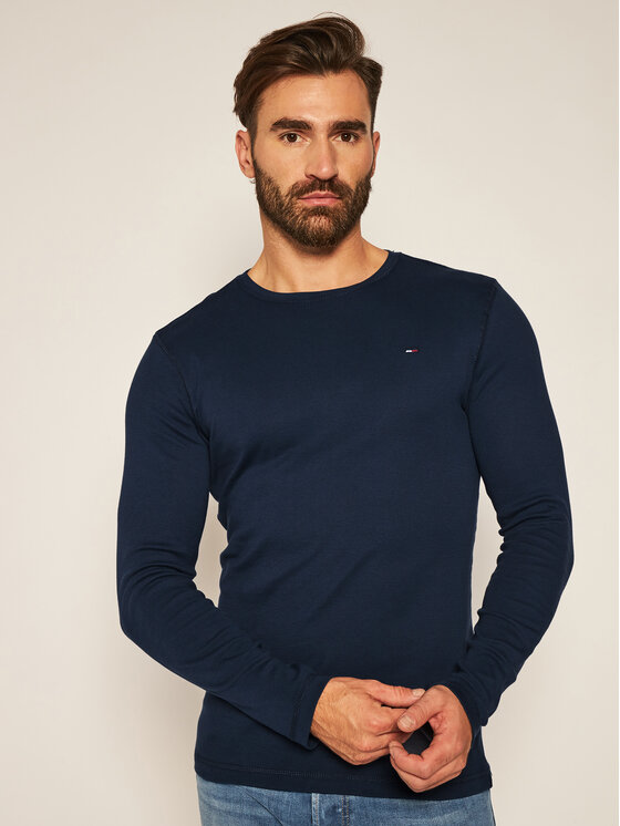 Tommy Jeans Тениска с дълъг ръкав DM0DM04409 Тъмносин Slim Fit за Мъже цена