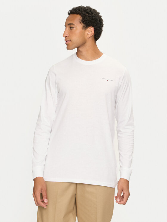 Tommy Jeans Тениска с дълъг ръкав Linear DM0DM18551 Бял Slim Fit за Мъже цена