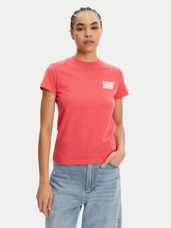 Tommy Jeans Тишърт Bubble DW0DW21338 Розов Regular Fit за Жени цена