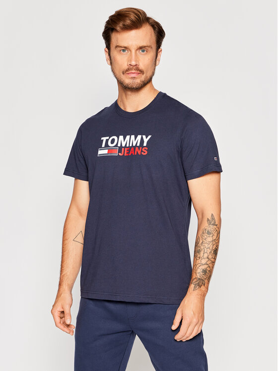 Tommy Jeans Тишърт Corp Logo DM0DM15379 Тъмносин Regular Fit за Мъже цена