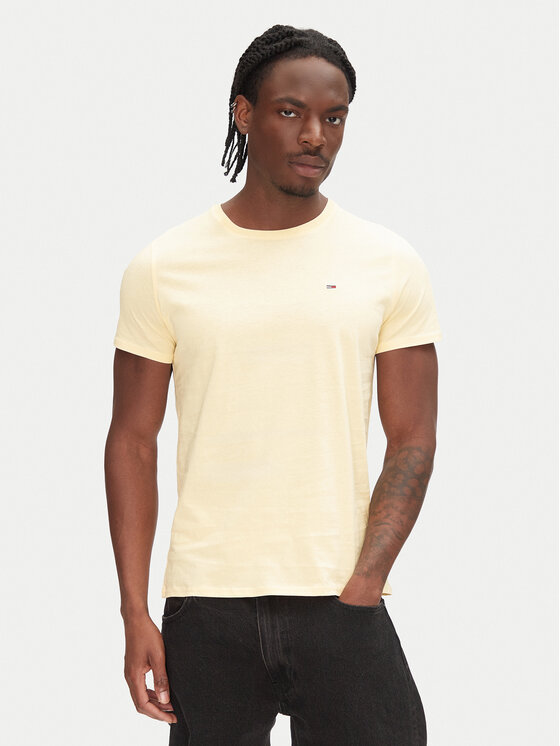 Tommy Jeans Тишърт DM0DM04411 Жълт Slim Fit за Мъже цена