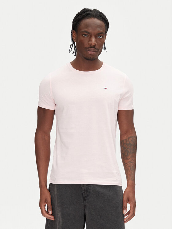 Tommy Jeans Тишърт DM0DM04411 Розов Slim Fit за Мъже цена