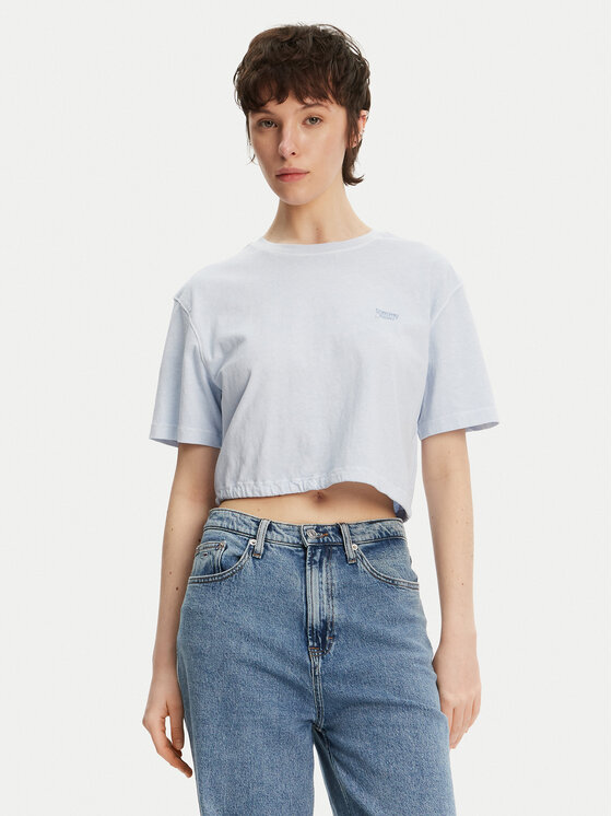 Tommy Jeans Тишърт DW0DW20324 Светлосиньо Relaxed Fit за Жени цена