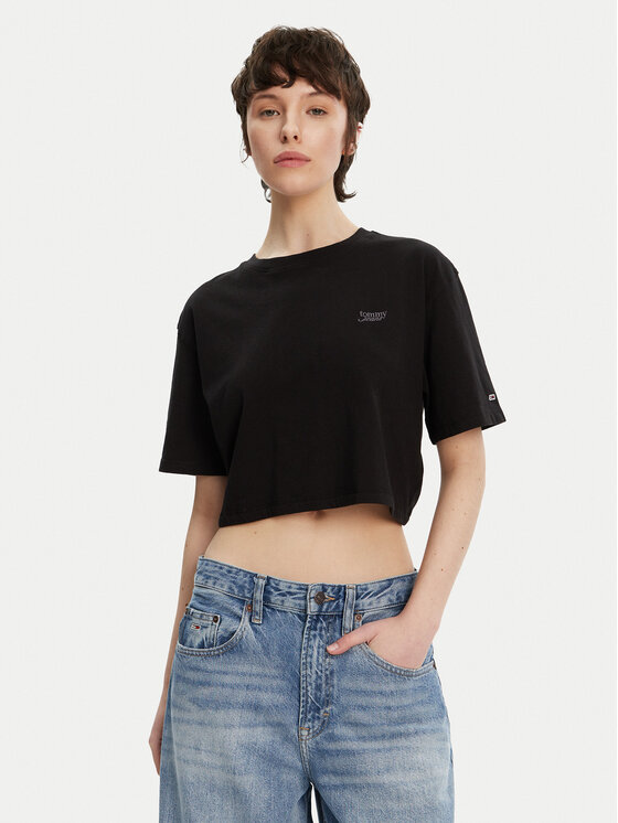 Tommy Jeans Тишърт DW0DW20324 Черен Relaxed Fit за Жени цена