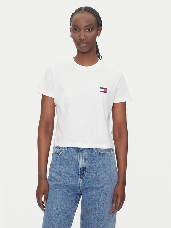 Tommy Jeans Тишърт DW0DW21423 Бял Regular Fit за Жени цена