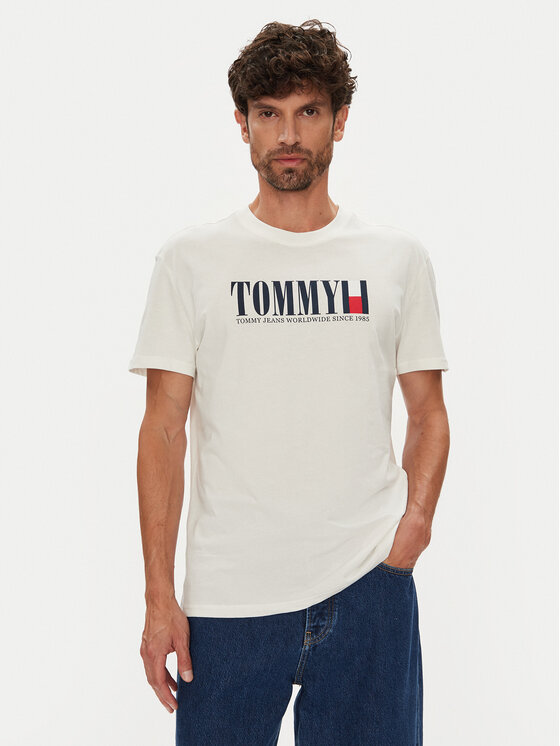 Tommy Jeans Тишърт Dna Flag DM0DM21941 Бял Regular Fit за Мъже цена