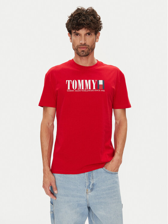 Tommy Jeans Тишърт Dna Flag DM0DM21941 Червен Regular Fit за Мъже цена