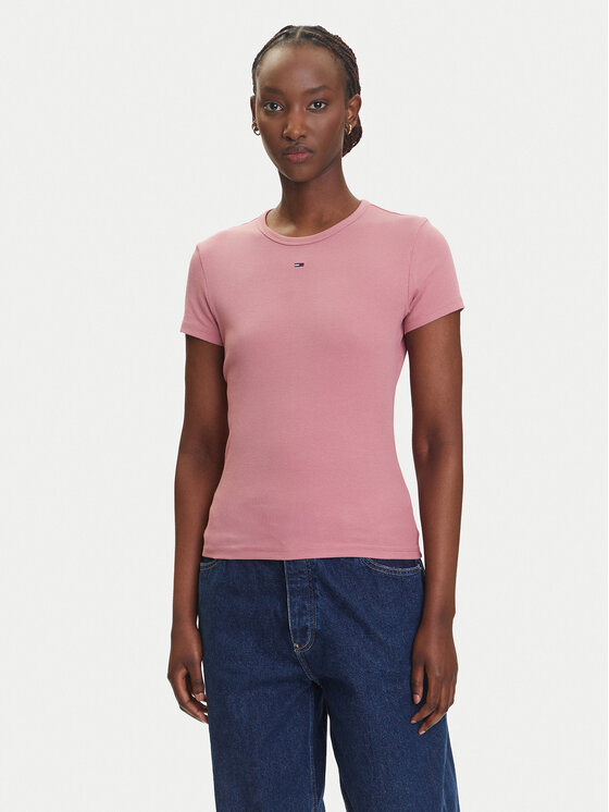 Tommy Jeans Тишърт Essential DW0DW17383 Розов Slim Fit за Жени цена
