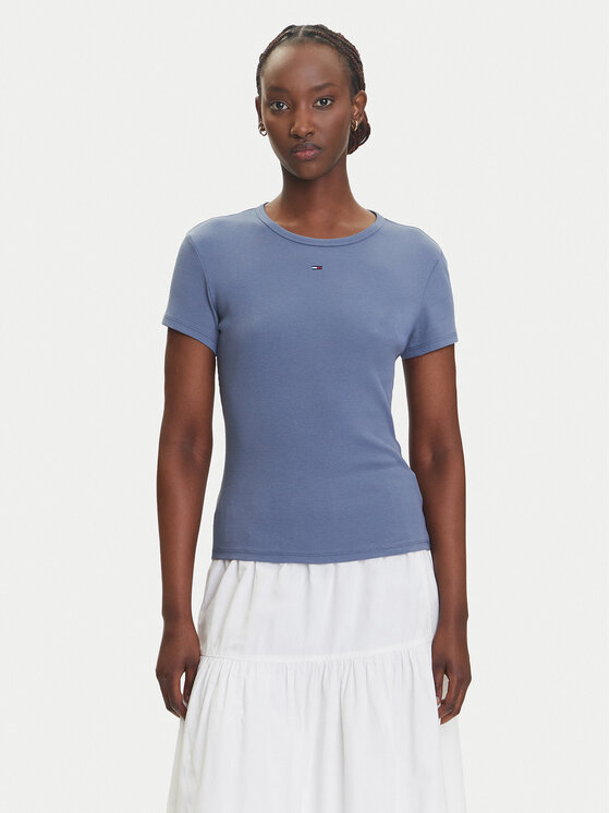 Tommy Jeans Тишърт Essential DW0DW17383 Син Slim Fit за Жени цена