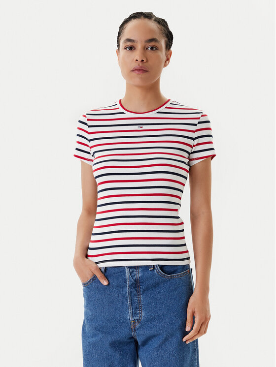 Tommy Jeans Тишърт Essential DW0DW17383 Цветен Slim Fit за Жени цена