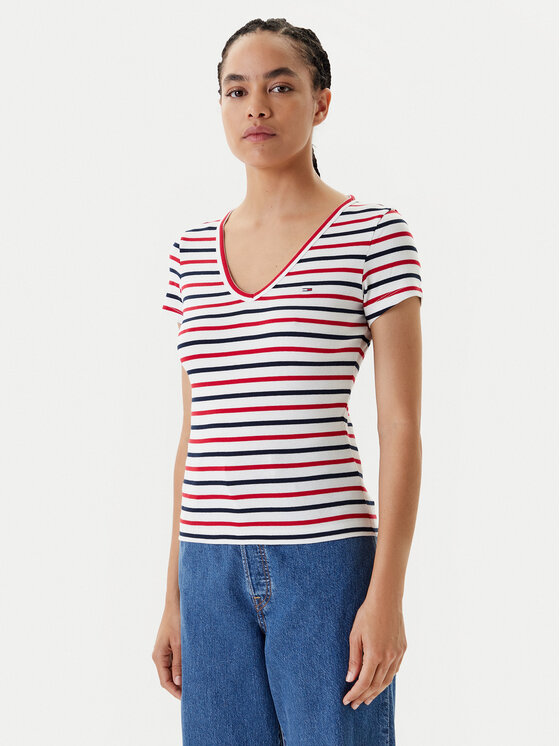 Tommy Jeans Тишърт Essential DW0DW17385 Бял Slim Fit за Жени цена