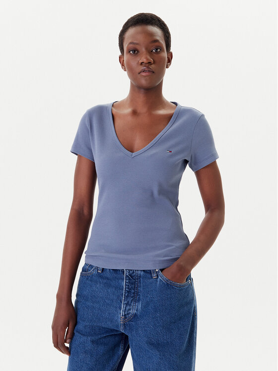 Tommy Jeans Тишърт Essential DW0DW17385 Син Slim Fit за Жени цена