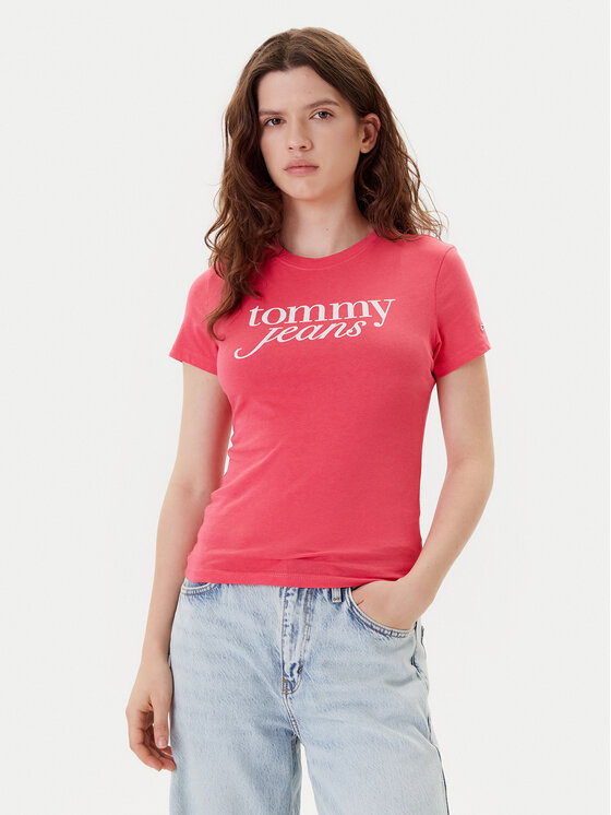 Tommy Jeans Тишърт Essential DW0DW19447 Розов Slim Fit за Жени цена