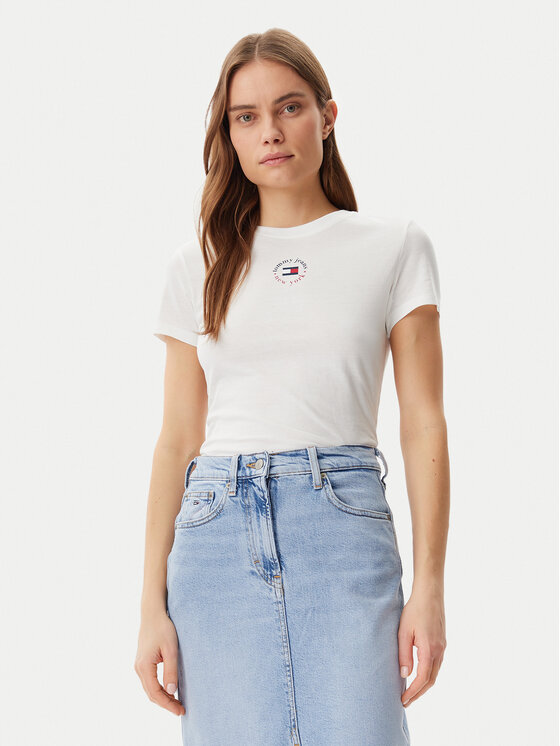 Tommy Jeans Тишърт Essential DW0DW20316 Бял Slim Fit за Жени цена