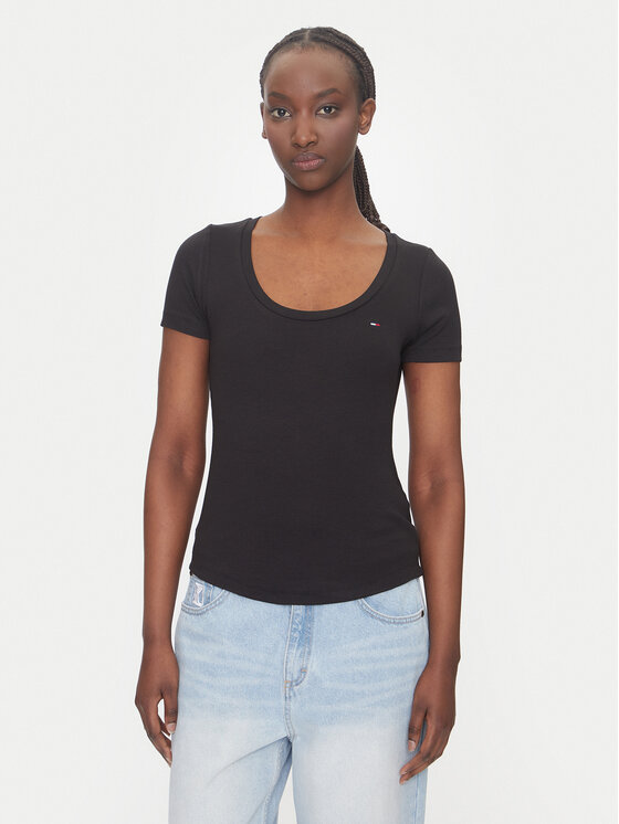 Tommy Jeans Тишърт Essential DW0DW20916 Черен Regular Fit за Жени цена