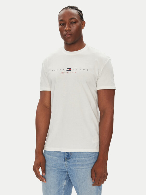 Tommy Jeans Тишърт Flag Linear DM0DM21911 Бял Regular Fit за Мъже цена