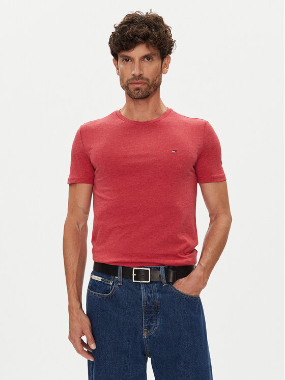 Tommy Jeans Тишърт Jaspe DM0DM20363 Червен Slim Fit за Мъже цена