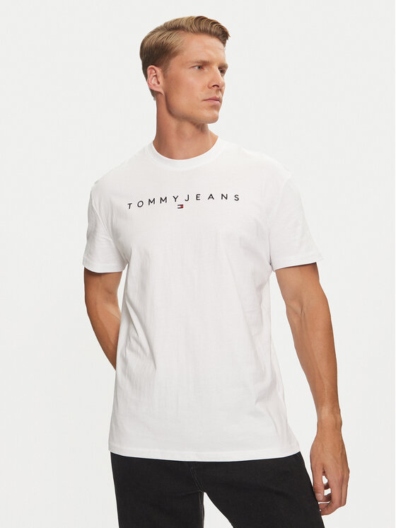 Tommy Jeans Тишърт Linear Logo DM0DM20744 Бял Regular Fit за Мъже цена