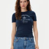 Tommy Jeans Тишърт Nyc Ringer DW0DW20323 Тъмносин Slim Fit за Жени цена