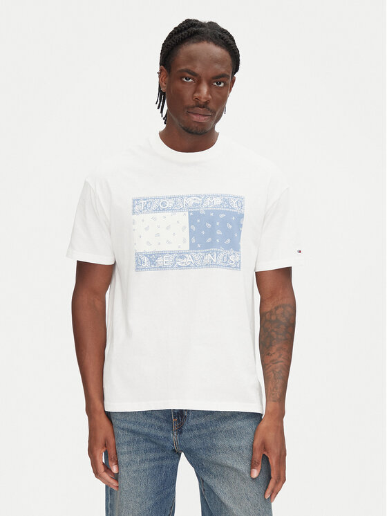 Tommy Jeans Тишърт Paisley Flag DM0DM20810 Екрю Relaxed Fit за Мъже цена