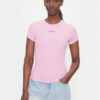 Tommy Jeans Тишърт Script Label DW0DW21402 Розов Slim Fit за Жени цена