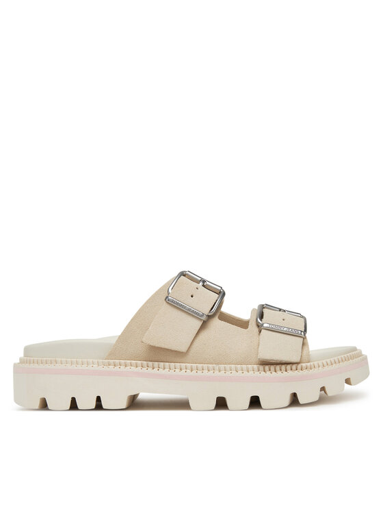 Tommy Jeans Чехли Double Strap Sandal Suede EN0EN02797 Екрю за Жени цена