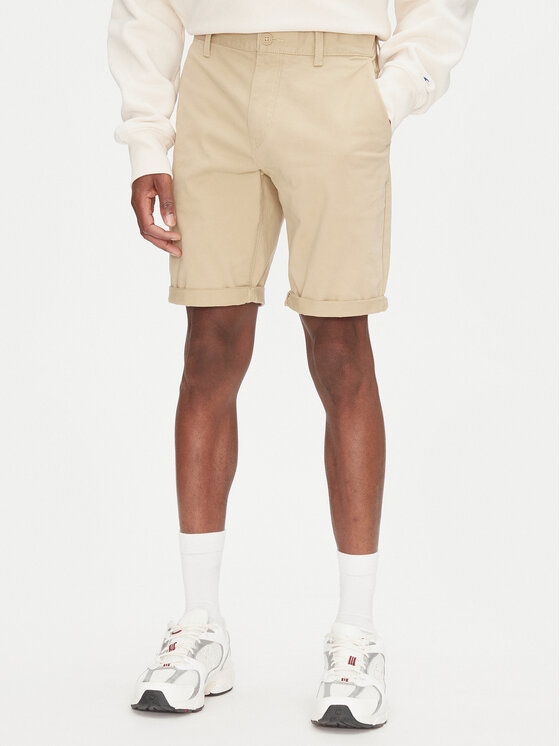 Tommy Jeans Шорти от плат Scanton DM0DM21950 Бежов Slim Fit за Мъже цена