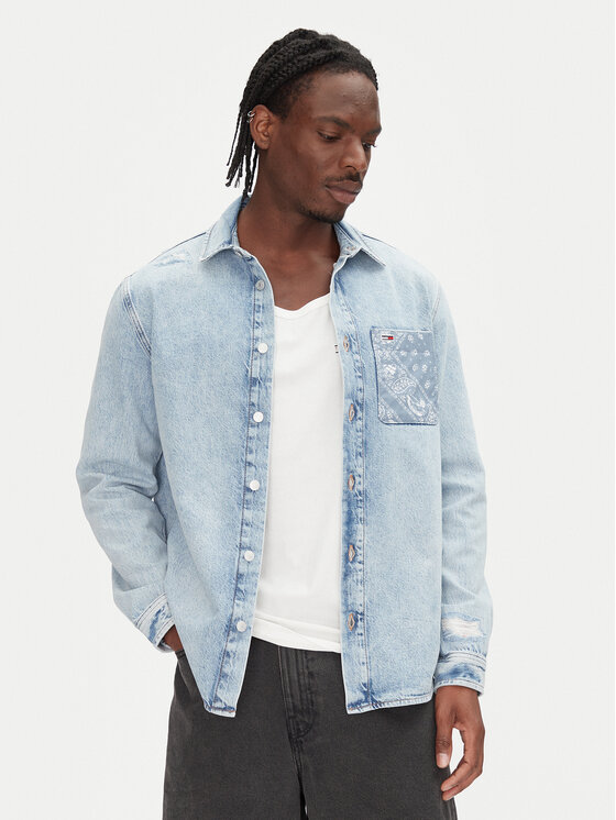Tommy Jeans дънкова риза DM0DM21362 Син Regular Fit за Мъже цена