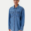 Tommy Jeans дънкова риза DW0DW21073 Син Relaxed Fit за Жени цена