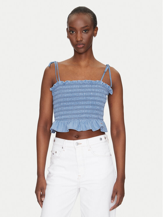 Tommy Jeans топ DW0DW20284 Син Regular Fit за Жени цена