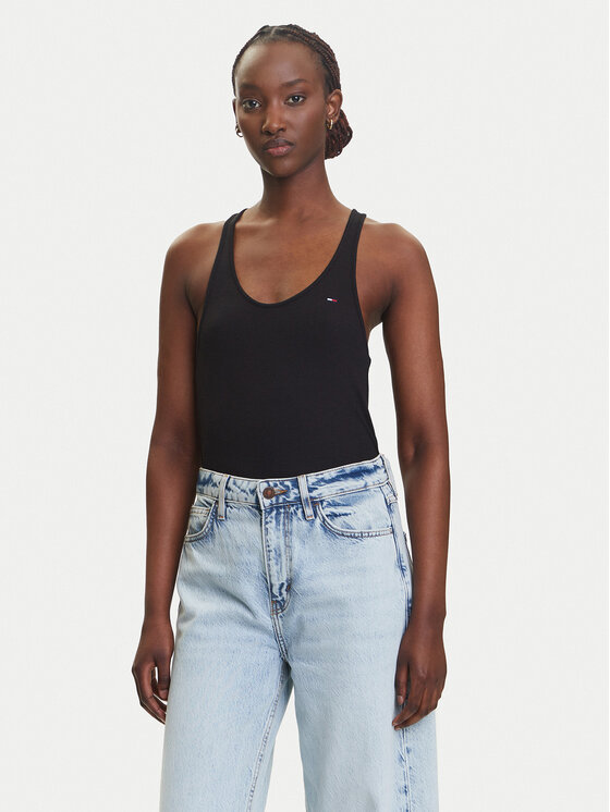 Tommy Jeans топ DW0DW20917 Черен Regular Fit за Жени цена