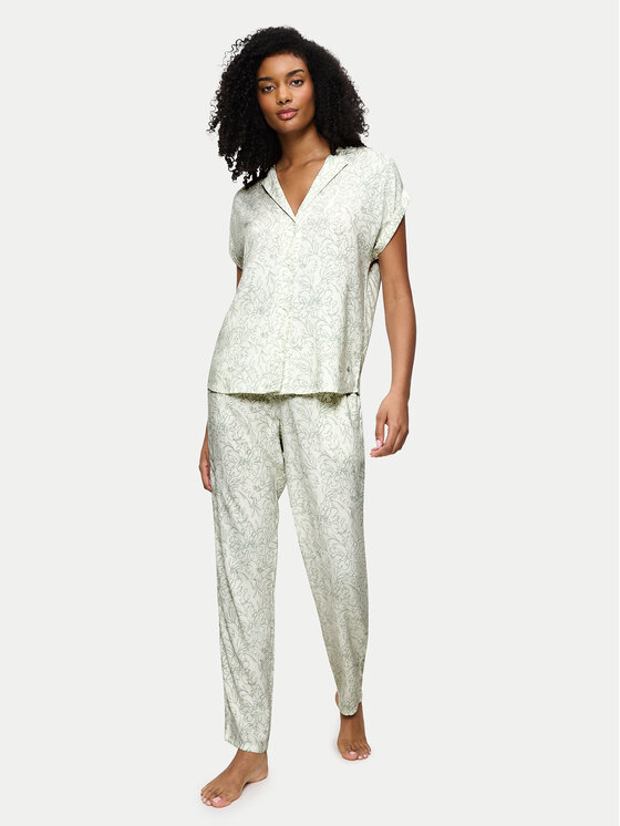Triumph Пижама Boyfriend 10222611 Зелен Relaxed Fit за Жени цена