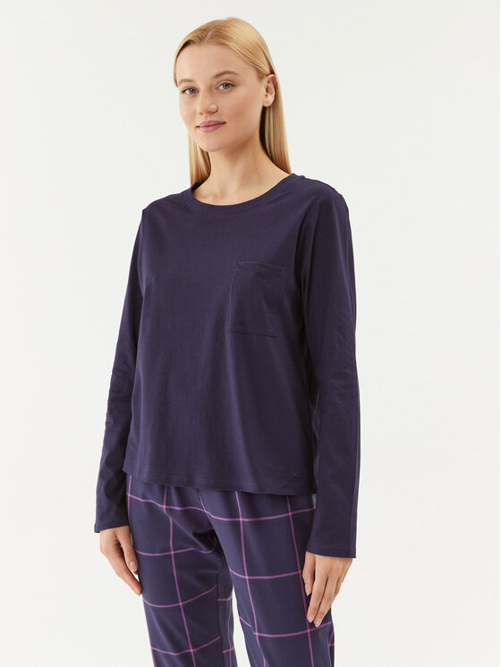 Triumph Тениска на пижама Mix & Match LSL Top Chest Pocket 03 10216519 Тъмносин Regular Fit за Жени цена