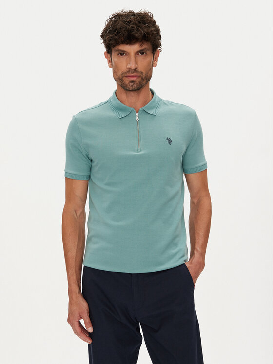 U.S. Polo Assn. Тениска с яка и копчета MUP3335 Зелен Regular Fit за Мъже цена