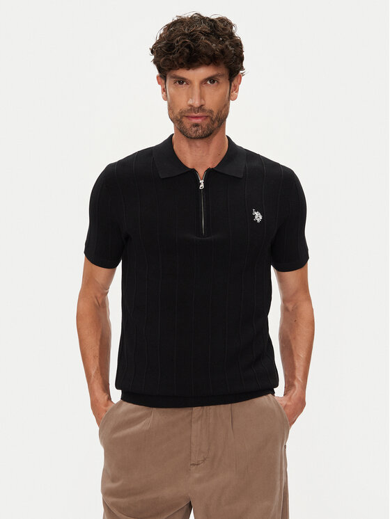 U.S. Polo Assn. Тениска с яка и копчета MUP3369 Черен Slim Fit за Мъже цена