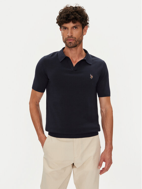 U.S. Polo Assn. Тениска с яка и копчета MUP3554 Тъмносин Slim Fit за Мъже цена