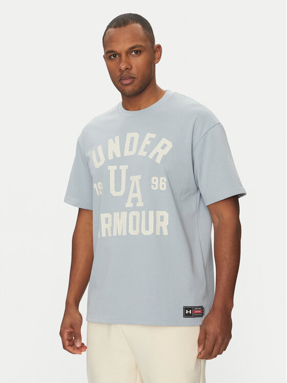 Under Armour Тишърт Heavyweight Varsity 1390179 Светлосиньо Oversize за Мъже цена