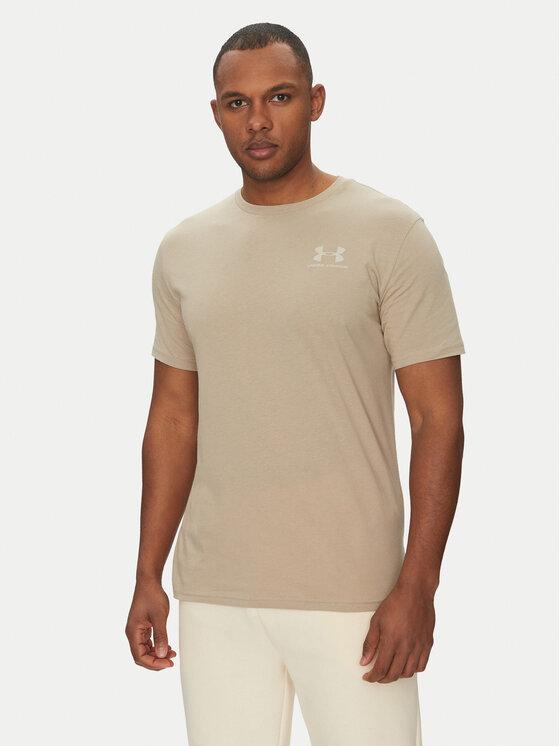 Under Armour Тишърт Left Chest Logo SS 1326799 Бежов Loose Fit за Мъже цена