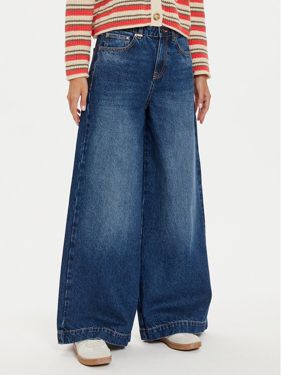 United Colors Of Benetton Дънки 45F8DE01Z Тъмносин Wide Leg за Жени цена